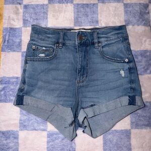 GARAGE Women’s Light Blue Denim Roll-Cuff Shorts